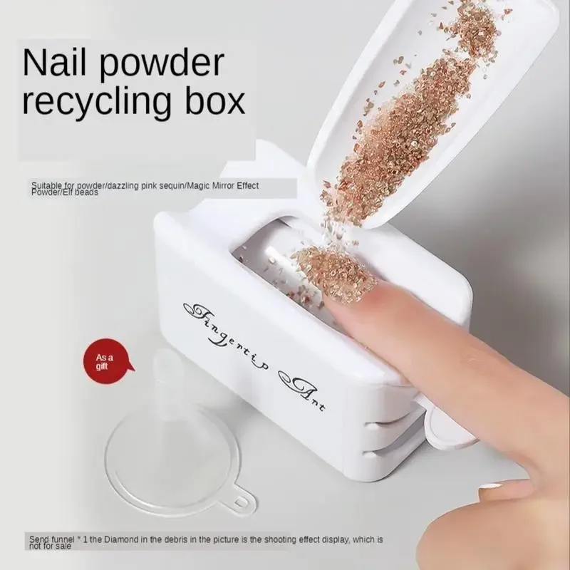 1 Set Double Layer Powder Box Recycled Nail  Storage   Art Tools Portable Infiltration  Container  Tool