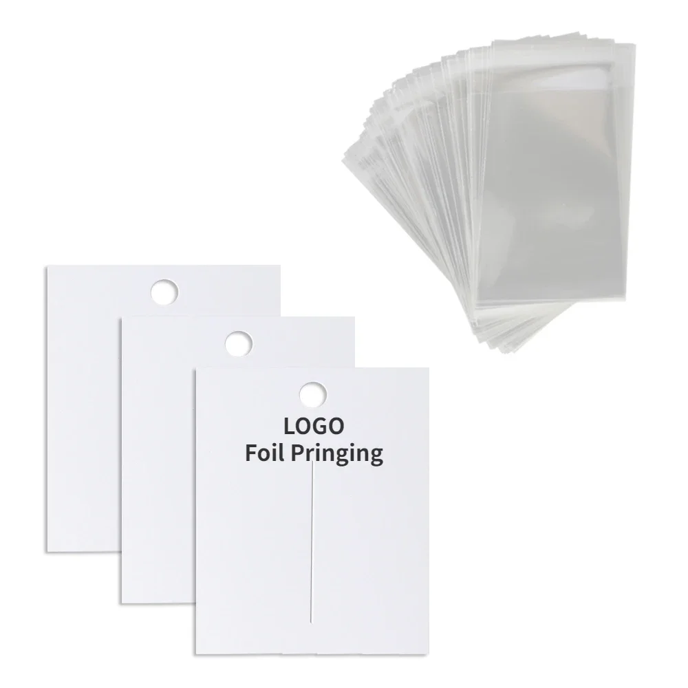 

100pcs Plastic Cover Custom Logo Hot Stamp Personalize White Earrings Cardboards Card For Jewelry Making DIY Packaging Supplies