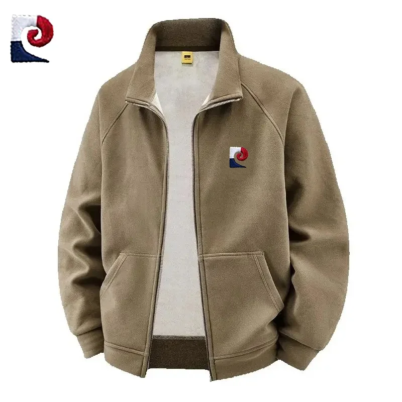 

Осенне-зимняя мужская высококачественная флисовая куртка-толстовка со стоячим воротником, новый модный, повседневный, теплый и универсальный топ