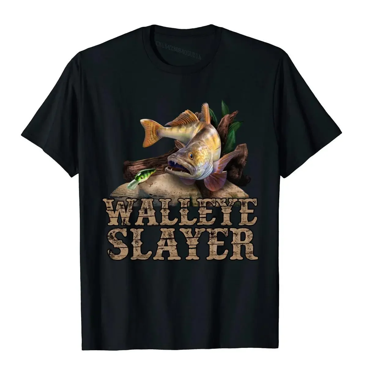 Walleye Slayer Funny Fishing Quote Oversized Tees Printed Cotton Men Tops  Cosie Latest T Shirts Harajuku  