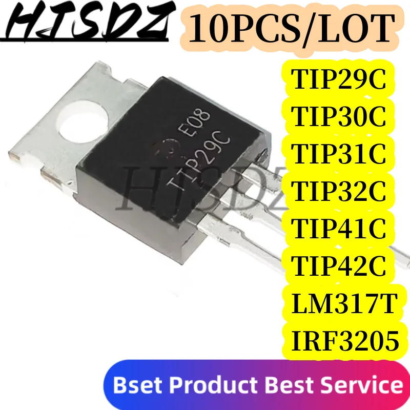 Transistor Tip29c Tip30c Tip31c Tip32c Tip41c Tip42c Lm 317T Irf3205 Naar-220 Naar 220 Tip31 Tip32 Tip41 Tip42 Lm317 Irf3205pbf, 10 U