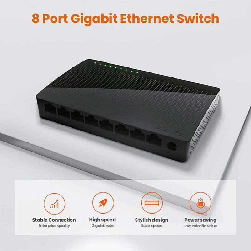 Tenda SG105/SG108 Gigabit niezarządzany Hub sieci Ethernet | Plug & Play | Wall | Uchwyt na biurko | Prędkość gigabitowa | Mini Design