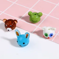 1pc Lampwork Glass Beads Cute Cartoon Animal Rabbit Cat Dog Multicolor Loose Beads For Women DIY Making Bracelets Jewelry Gifts
