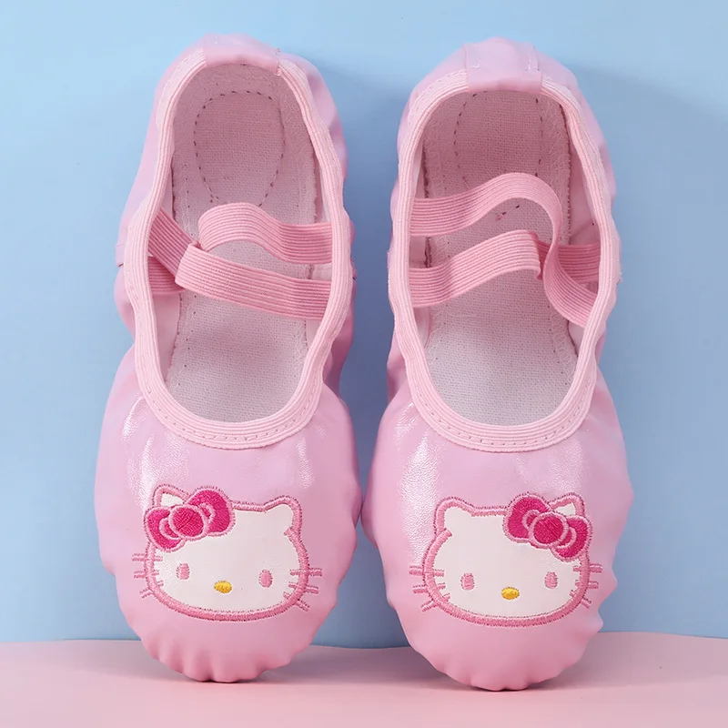 Kawaii Hello Kitty Ballet Shoes Sanrioed Kt Cat Adult Children Dance Shoes Flat Yoga Teacher Gymnastic Ballet Practice Shoes