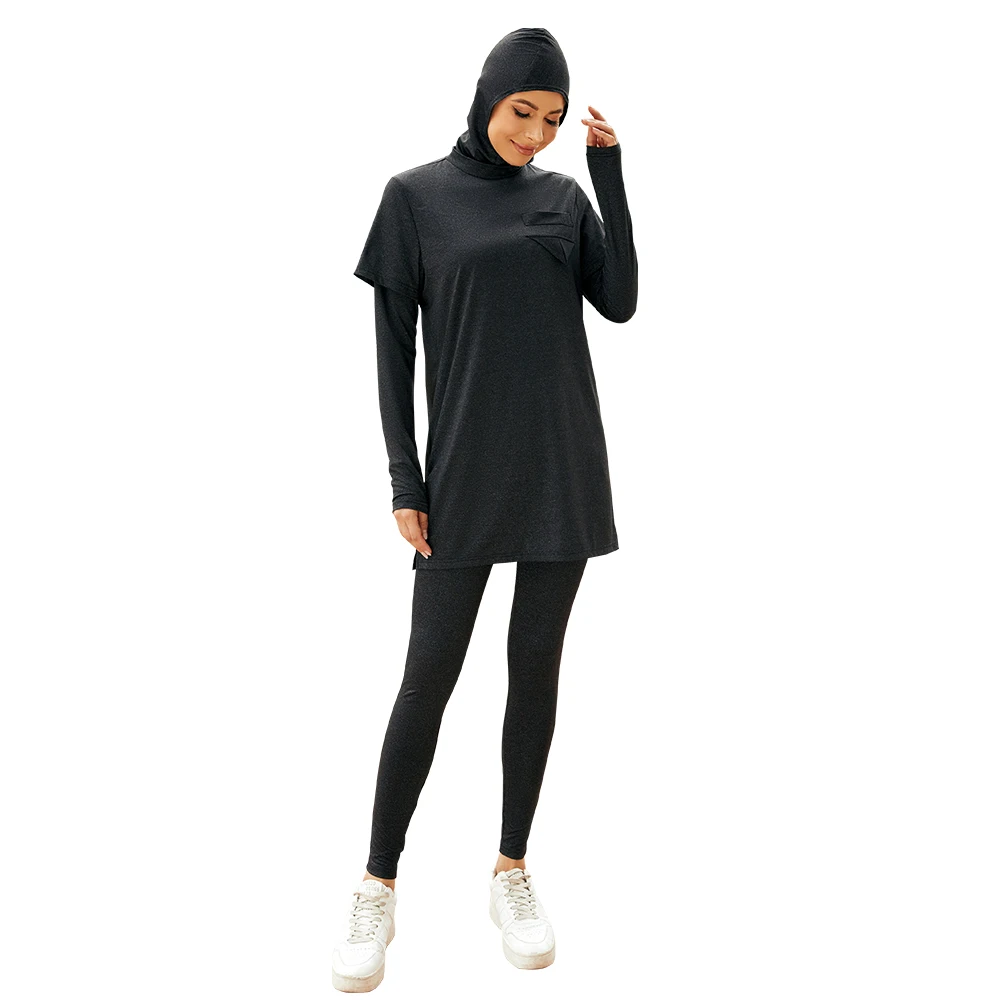 Muslim Sportswear Women Modest and Chic Sun-protective Muslim Sportswear for Women 3-Piece Set for Outdoor Running and Surfing