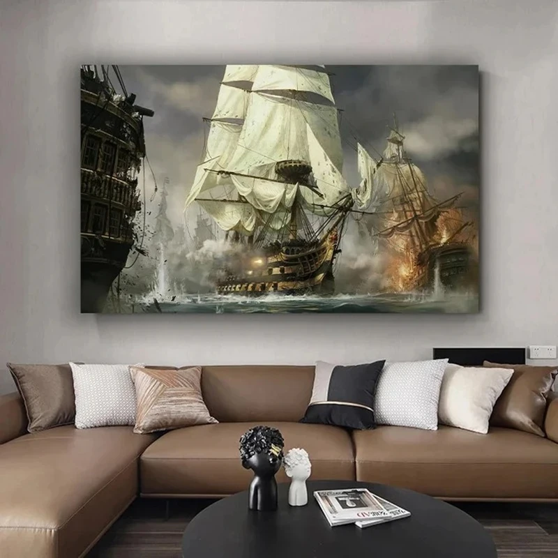 Sailing Warships Posters ,Pirate Ships Canvas Painting Print  Wall Art Painting,Home Decor Office Decor Cuadros Unframed