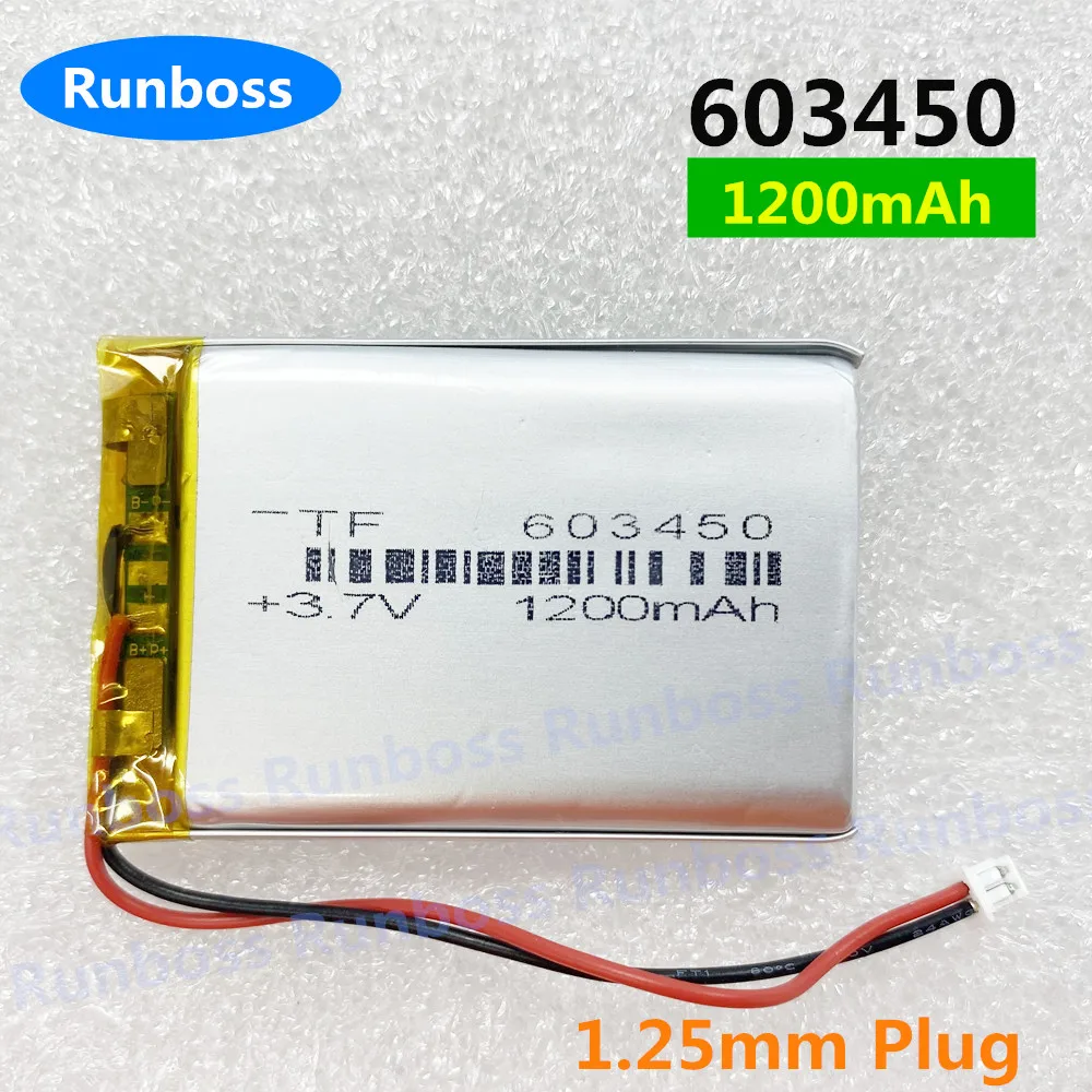 

3.7V 1200mAh Lithium Polymer LiPo Rechargeable Battery 603450 JST 1.25mm 2Pin For Sony US633450 A9H MP3 MP4 TOY,POWER BANK,GPS