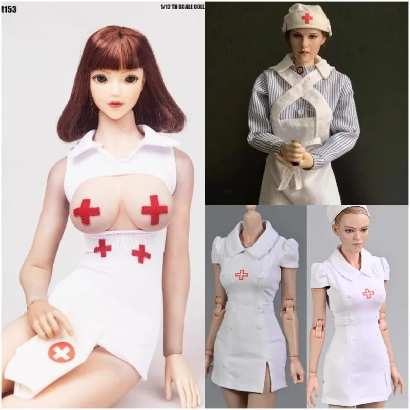 1/6 Scale Female German Nurse Clothes Hats Aprons Jumpsuits Set Model for 12'' Action Figures Accessories