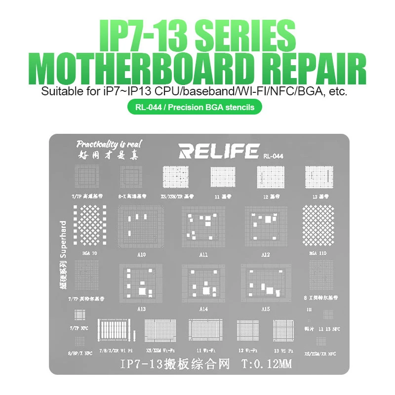 BGA reballing stencil for iphone 7-13ProMax CPU NAND Baseband WIFI NFC IC Chip A10-A15 Direct heating Tin Planting Soldering Net