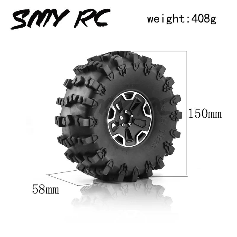 

4pcs 150mm 2.2" Heavy Duty Beadlock Wheel Rim Tire Set for 1/10 RC Crawler Car Axial SCX10 Wraith Capra RR10 RBX10 Traxxas TRX4