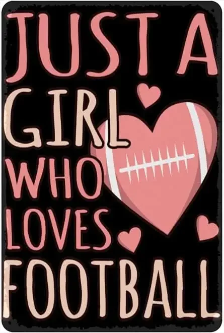 1p,MATou Just A Girl Who Loves Football Fashion Chic for Bar Party Garden Wall Art Mothers Day Metal Signs Spring Wall Decor