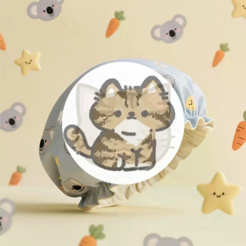

1 Pcs Women Shower Cap Waterproof Wide Elastic Band Reusable Bathroom Cup Cartoon Cat Bear Dog Shower Hat Bathroom Accessories