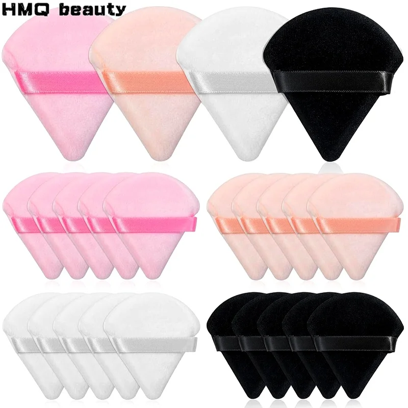 Trójkątna gąbeczka do makijażu, miękka bawełniana gąbeczka do pudru, wielokrotnego użytku, do podkładu, narzędzie kosmetyczne.
