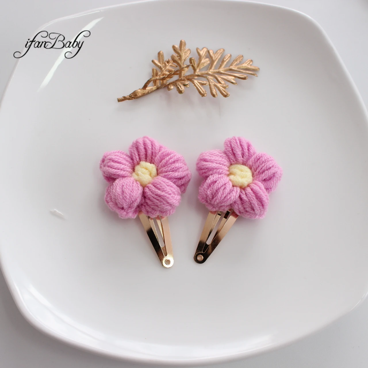 Cute Kids Girl BB Hair Clips Pins Headwear Flower Clips 2 Pieces