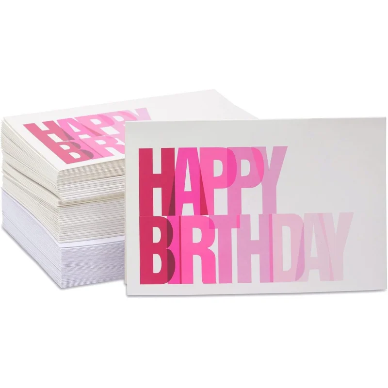 Custom. In Stock Colorful Happy Birthday Cards Blank Thank You Notes and Envelopes Family