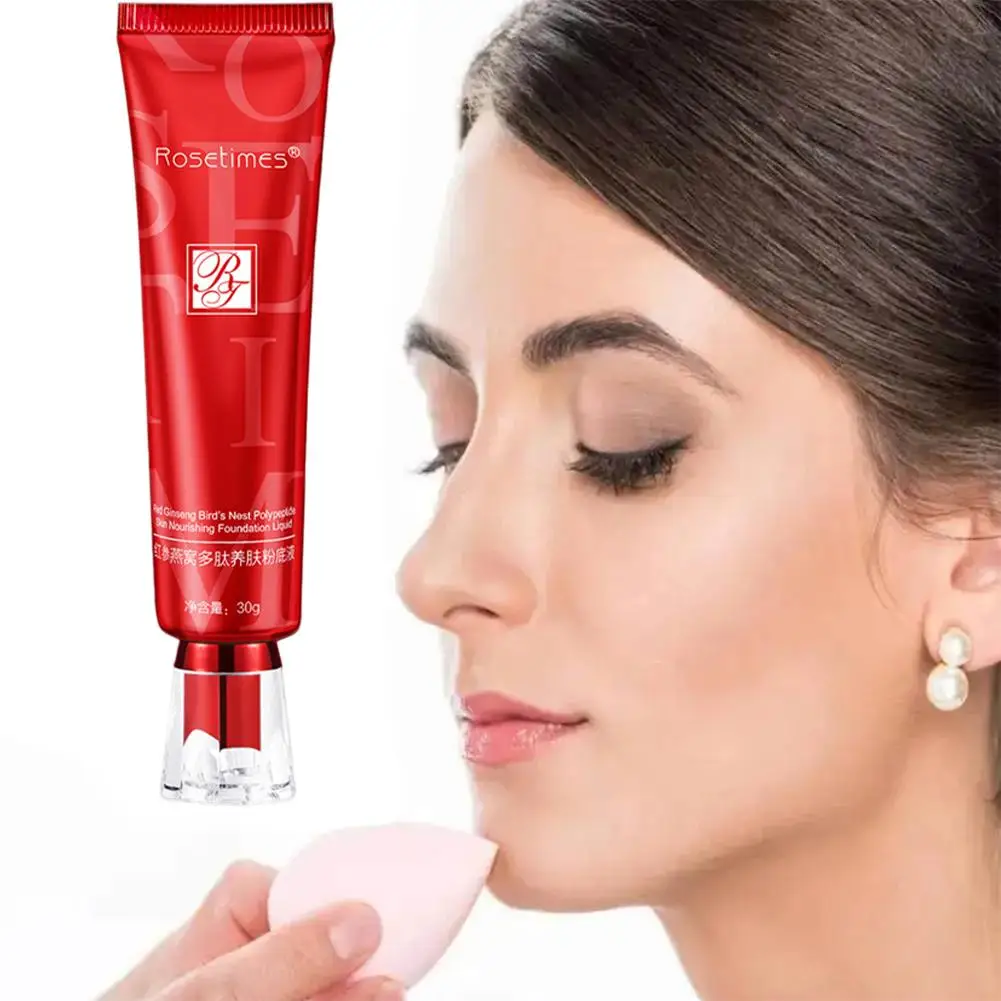 Red Ginseng Bird's Nest Polypeptide Skin-Nourishing 50g Long-Lasting Cream Waterproof BB Concealer Foundation K0G4