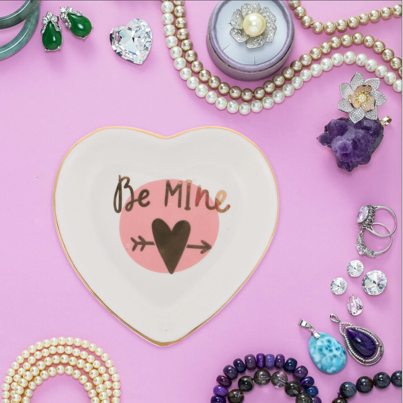 

Jewelry Cute Holder Home Jewellery Dish Decorative Heart Shaped Plate Trinket Tray Heart-shaped Trays