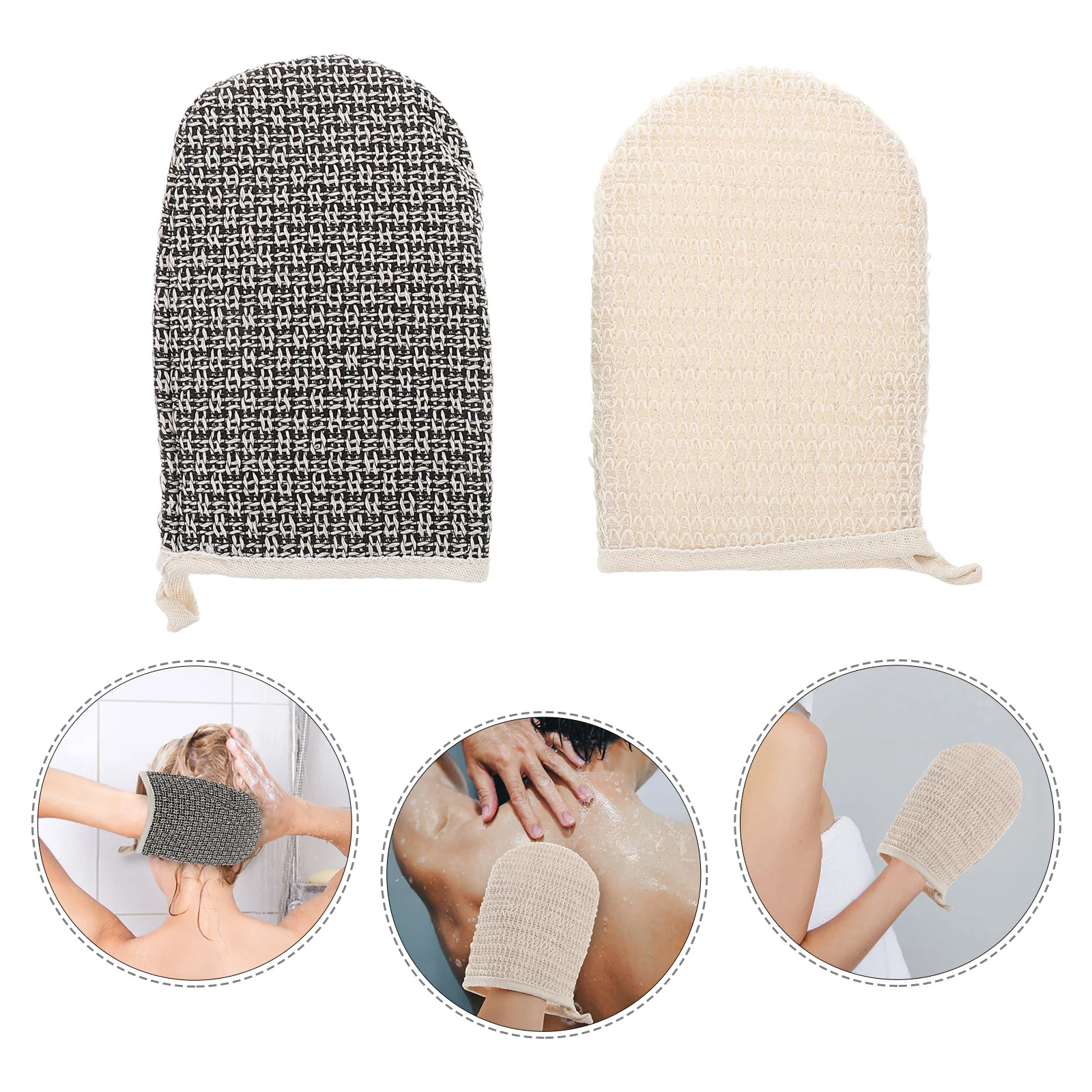 

2Pcs Sisal Washcloth Double-Sided Exfoliating Shower Gloves Deep Cleansing Body Scrub Soft Bath Mitts for Women Men