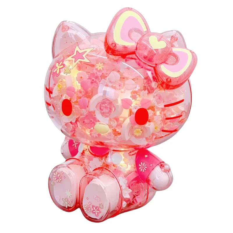 

Wonder Moon Genuine Sanrio Hello Kitty Blind Box Cute Hello Kitty Assembly Model Toy Figure Light Flower Ornament Children Gift