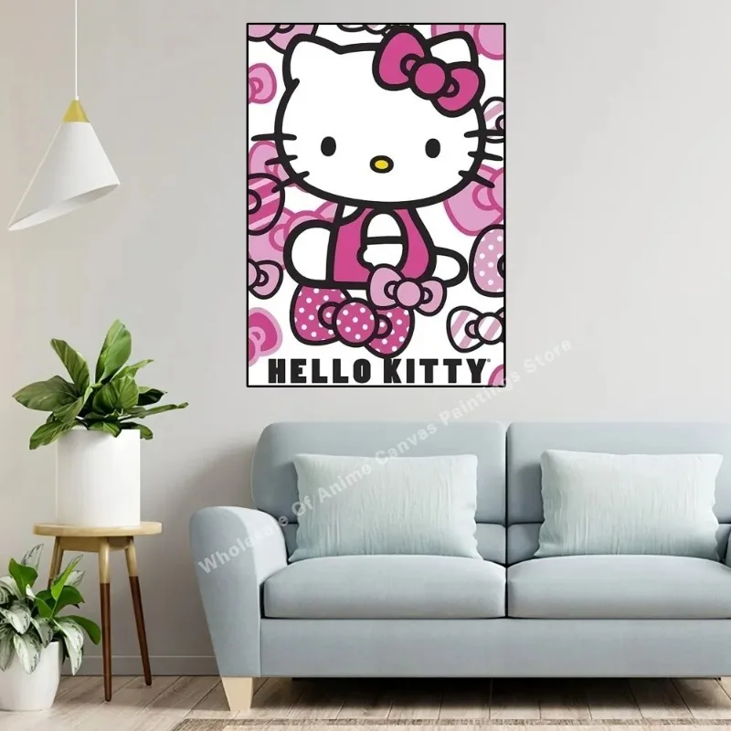 Kawaii Hello Kitty Poster Home Room Decor Aesthetic Art Wall Painting Stickers