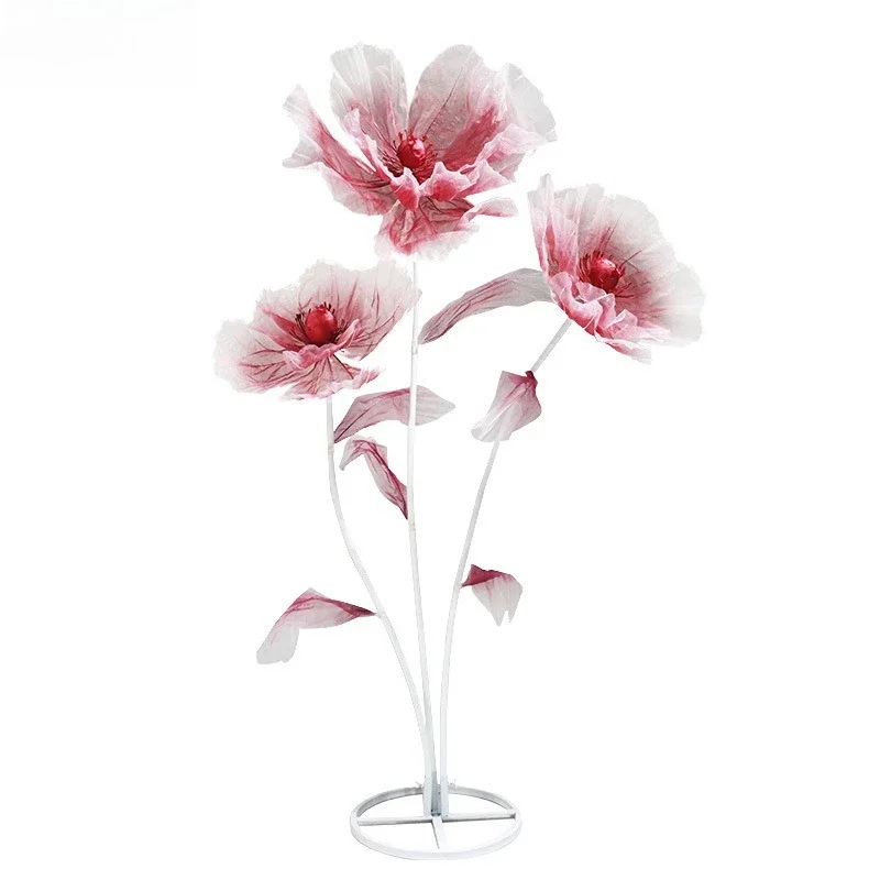 

Giant artificial flowers, red fake flowers, wedding scene decoration windows, metal floral ornaments