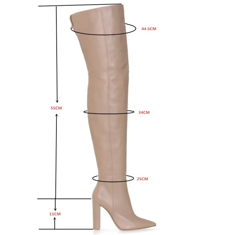 European and American thick heels fashion boots pointed toe side zipper high tube women\'s boots foreign trade block heels boots