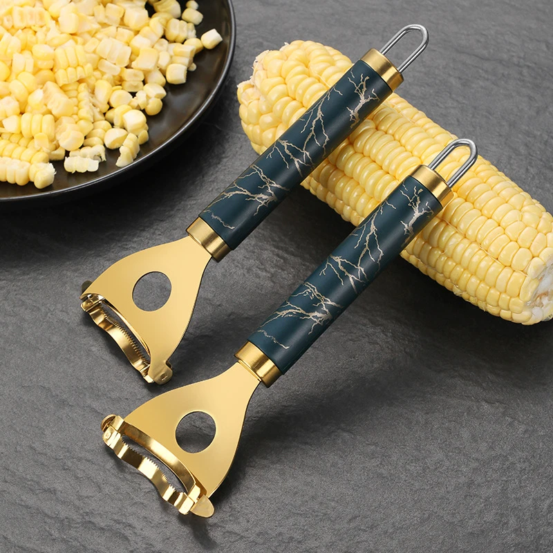 Golden Stainless Steel Corn Peeler Household Manual Corn Thresher Vegetable Slicer Cutter Grater Kitchen Accessories