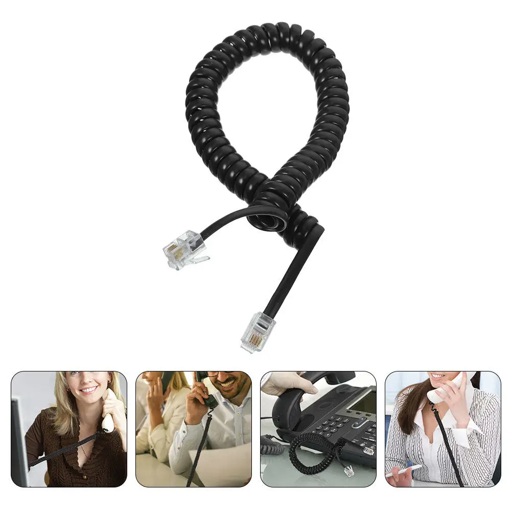 10pcs Replacement Cable Wire Line Cords for Landlines Telephone Black Spiral Coiled Phone Accessories Durable Practical