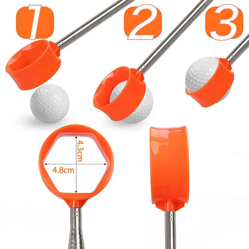 Golf Ball Retriever Telescopic Stainless Steel Golf Ball Pickup Gripper Portable Golf Accessories Telescopic Golf Ball Retriever