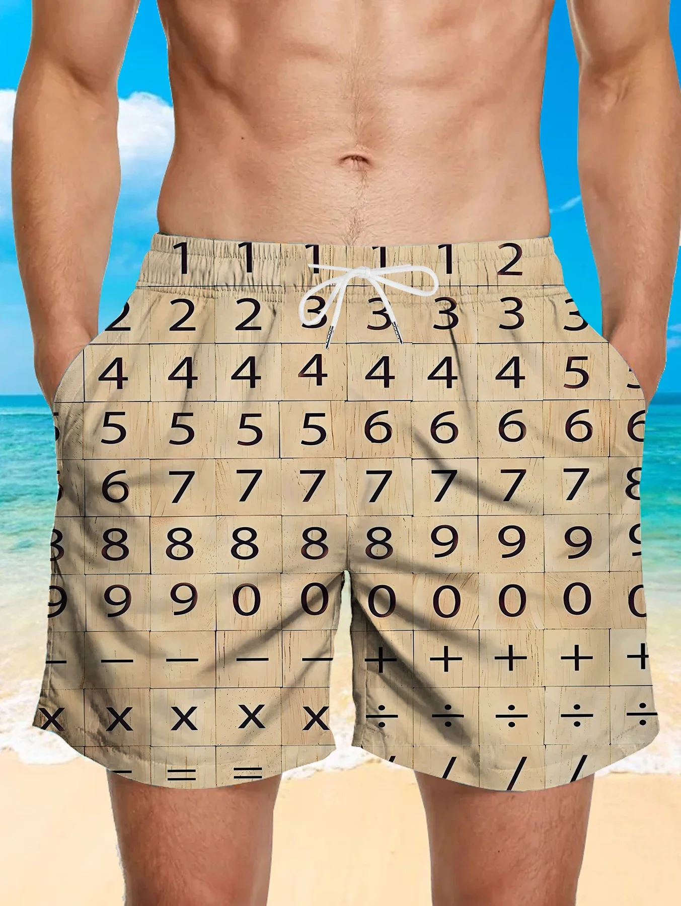 

Loose Fit Digital Printed Shorts Male Full Print Quick Dry Polyester Beach Pants