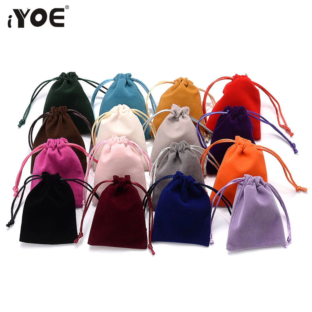 iYOE 10pcs 5x7cm 7x9cm Mix Velvet Jewelry Bags Drawstring Wedding Party Gift Pouch Storage Packaging Bag