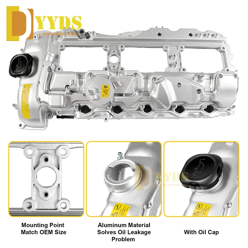 Aluminum Valve Cylinder Head Cover For BMW N55 3.0L 135i 335i 535i 640i 740i X3 X5 X6 535ix Drive 11127570292  W/Gasket & Bolts