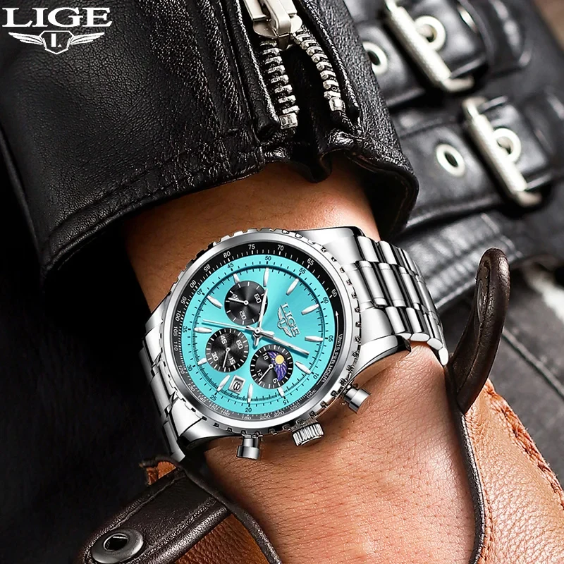 LIGE Top Brand Luxury 2024 New Men Watch Quartz Man Watches Waterproof Luminous Watch for Men Date Chronograph Sport Wristwatch