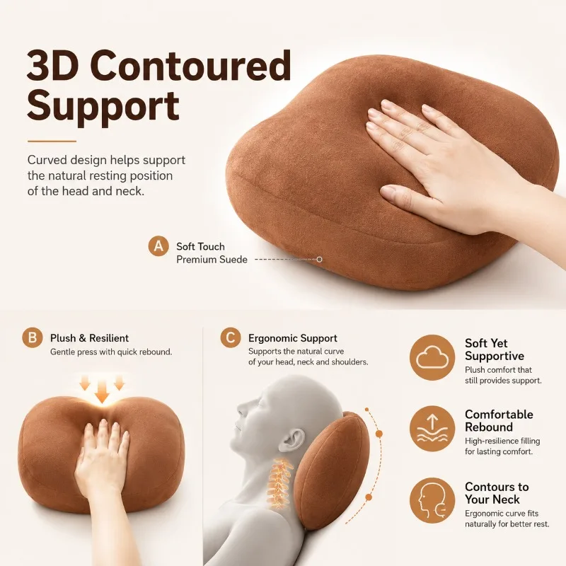 1/2/4PCS Auto Seat Headrest Pillow Lumbar Cushion Set 3D Neck Waist Support Soft Suede Car Backrest Pillow for Long Drive