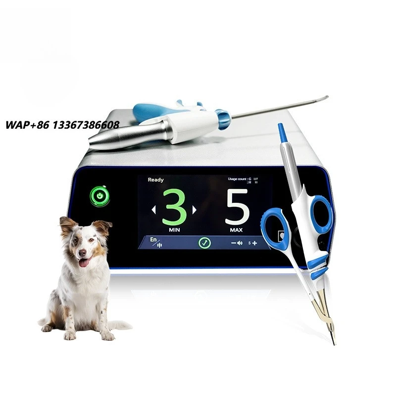 Veterinary ultrasonic system with touchscreen for minimally invasive animal surgical cutting and coagulation