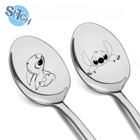 Disney Lilo Stitch Stainless Steel Spoons Cartoon Dessert Coffee Spoon Creative Holiday Gift Kitchen Ware Birthday Party Supply