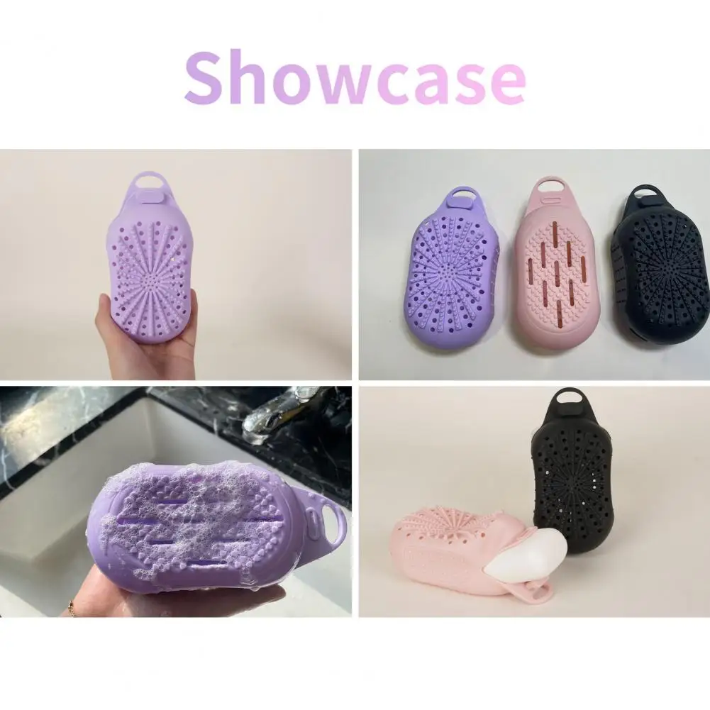Button Design Soap Pouch Functional Soap Storage Bag Dual-sided Silicone Soap Bag with Drainage Holes for Bathroom for Bar