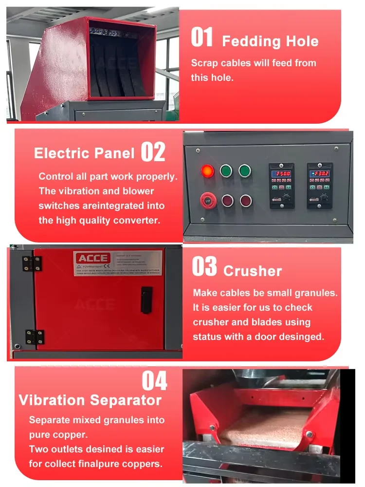 Hot Sales Copper Cable Wire Recycling Machine Small Capacity Scrap Cable Wire Granulator Machine Cable Shredder For Sale