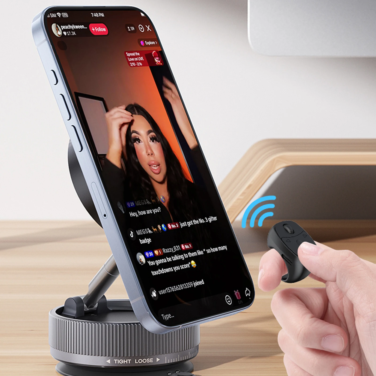 BT 5.3 Fingertip Ring Remote Control Video Flipping And Browsing Fingertip Remote Control Wireless Camera Shutter Selfie Button