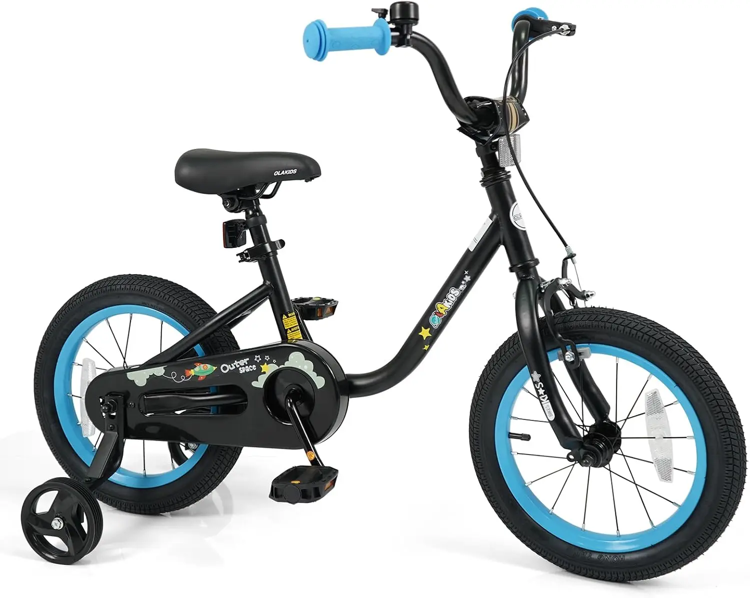 12-16 Inch Toddler Bicycle with Training Wheels, Space Theme Children Bike with Adjustable Seat Handlebar Handbrake
