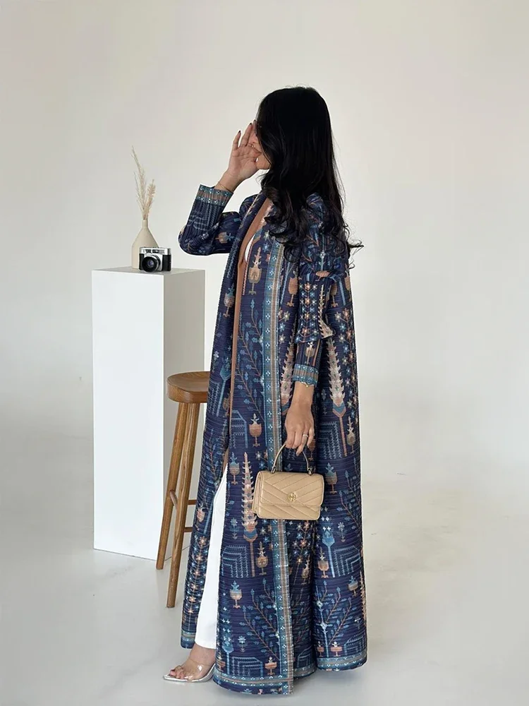 KAF Dubai Abaya Luxus Abend Mantel Frauen Formale Robe Eid Abaya Ramadan 2025, Weibliche Plissee Strickjacke Langarm Graben Mäntel