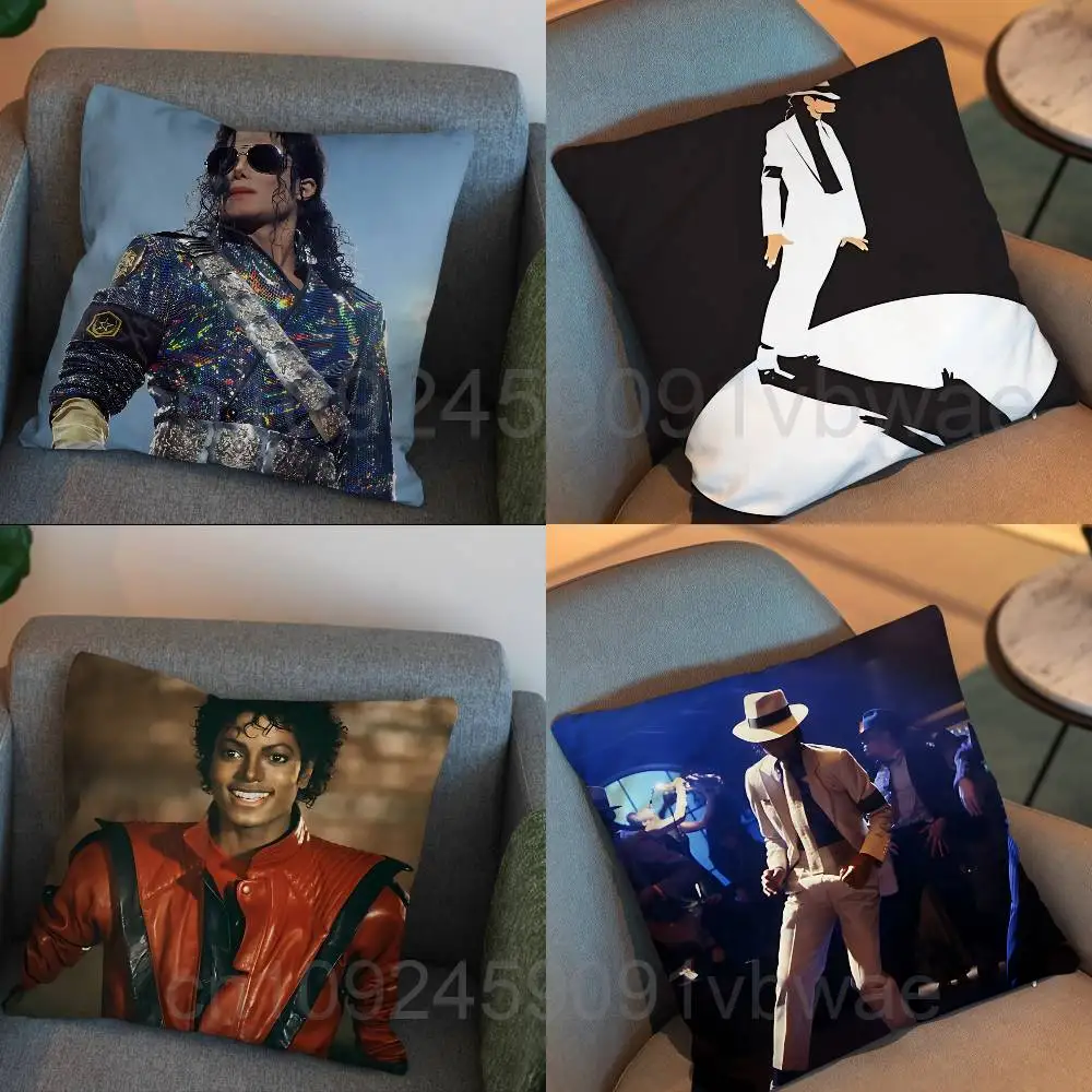 

Dance King Michael Jackson MJ Pillow Case Square Double-Sided Printing Short Plush Sofa Cushion Cover Bedroom Bedside Pillow