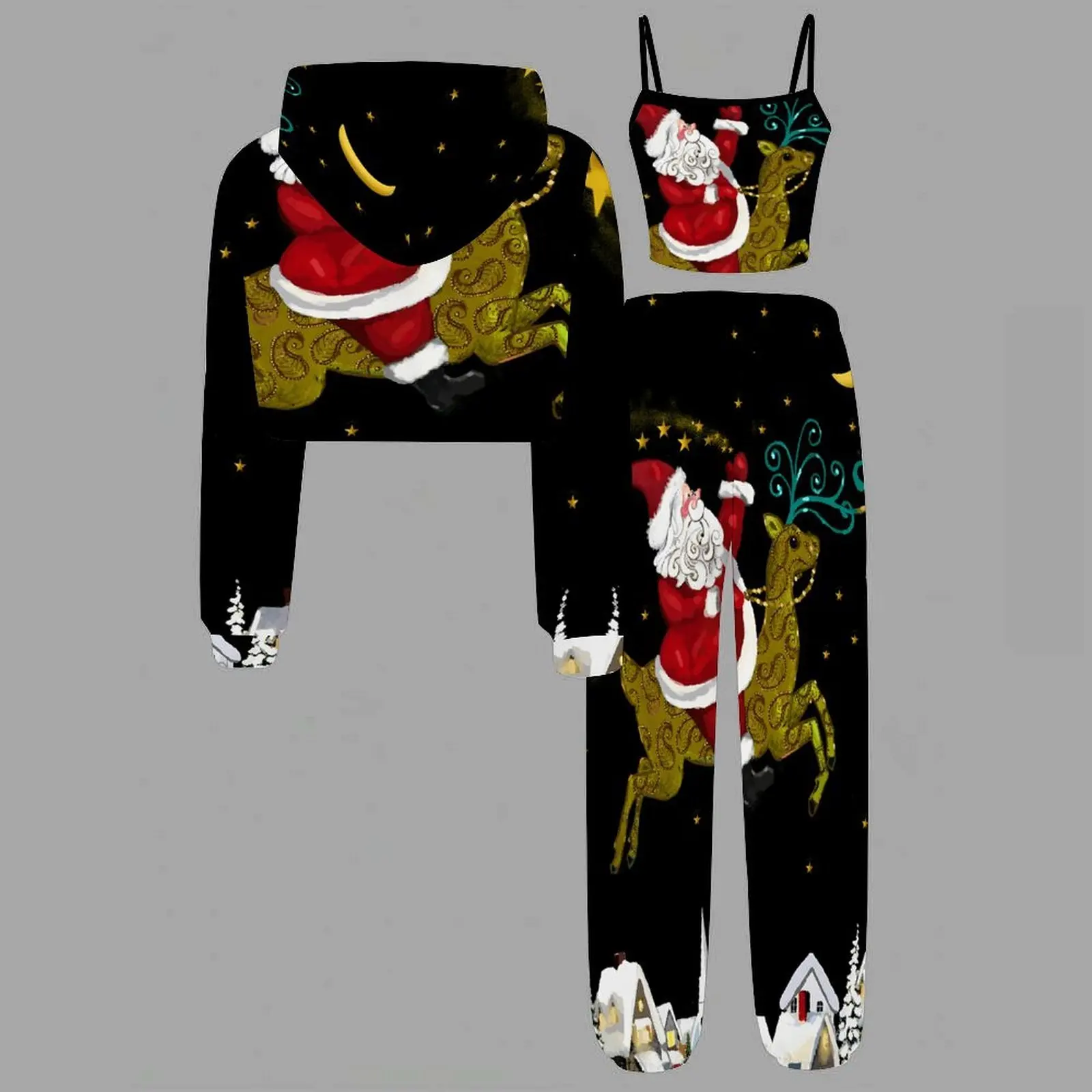 Kids Sweet Print Three Piece  Adorable Soft Skin-friendly Breathable Coat Fashion Casual Vest Daily Vacation Beach Sweatpants