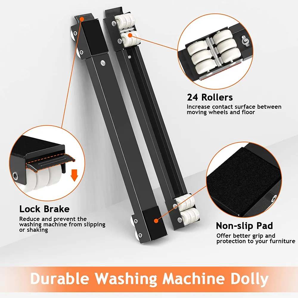 2Pcs Washing Machine Stand Movable Adjustable Refrigerator Raised Base Mobile Roller Universal Bracket Wheel Dryer Pulley Holder