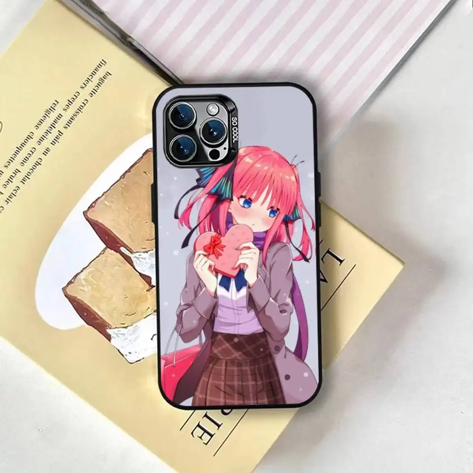 Funda de anime N-Nino N-Nakano para iPhone 17,16,15,14,13,12,11 Plus,Pro Max,XS, plateada por dentro 2