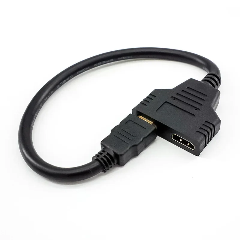 HD-MI Compatible 2 Dual Port Y Splitter HD 1080P V1.4 Male To Double Female Adapter Cable 1 In 2 Out Converter Connect Cable