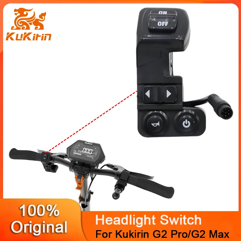 Interruptor de farol original para Kukirin G2 Pro G2 Max Scooter Elétrico Kugoo Interruptor de sinal de mudança de direção Peças de botão de buzina de skate