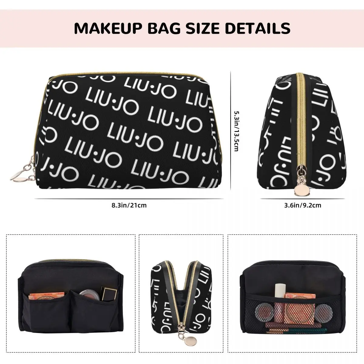 Women Liu Jo Makeup Bags Stylish Large Capacity Luxury Brand Leather Cosmetic Bag Toiletry Storage Case for Girl Woman