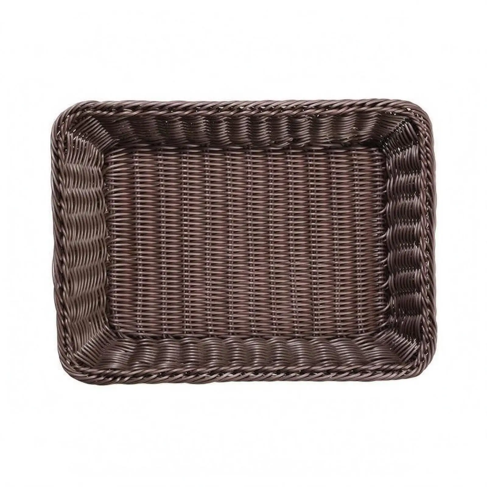 Rectangular Rattan Container Handwoven Wicker Storage Tray Shallow
