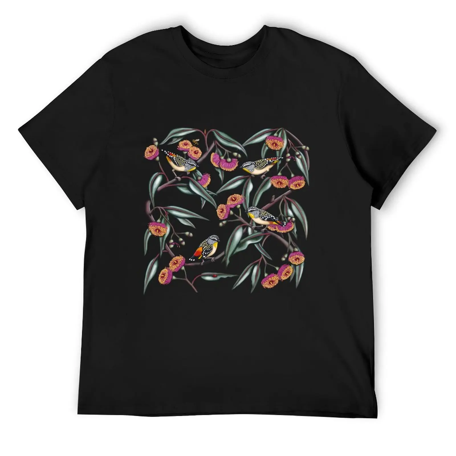 Pardalotes in Gum Flowers Repeated Pattern by Australian artist Laural Retz T-Shirt sweat Men's t-shirts